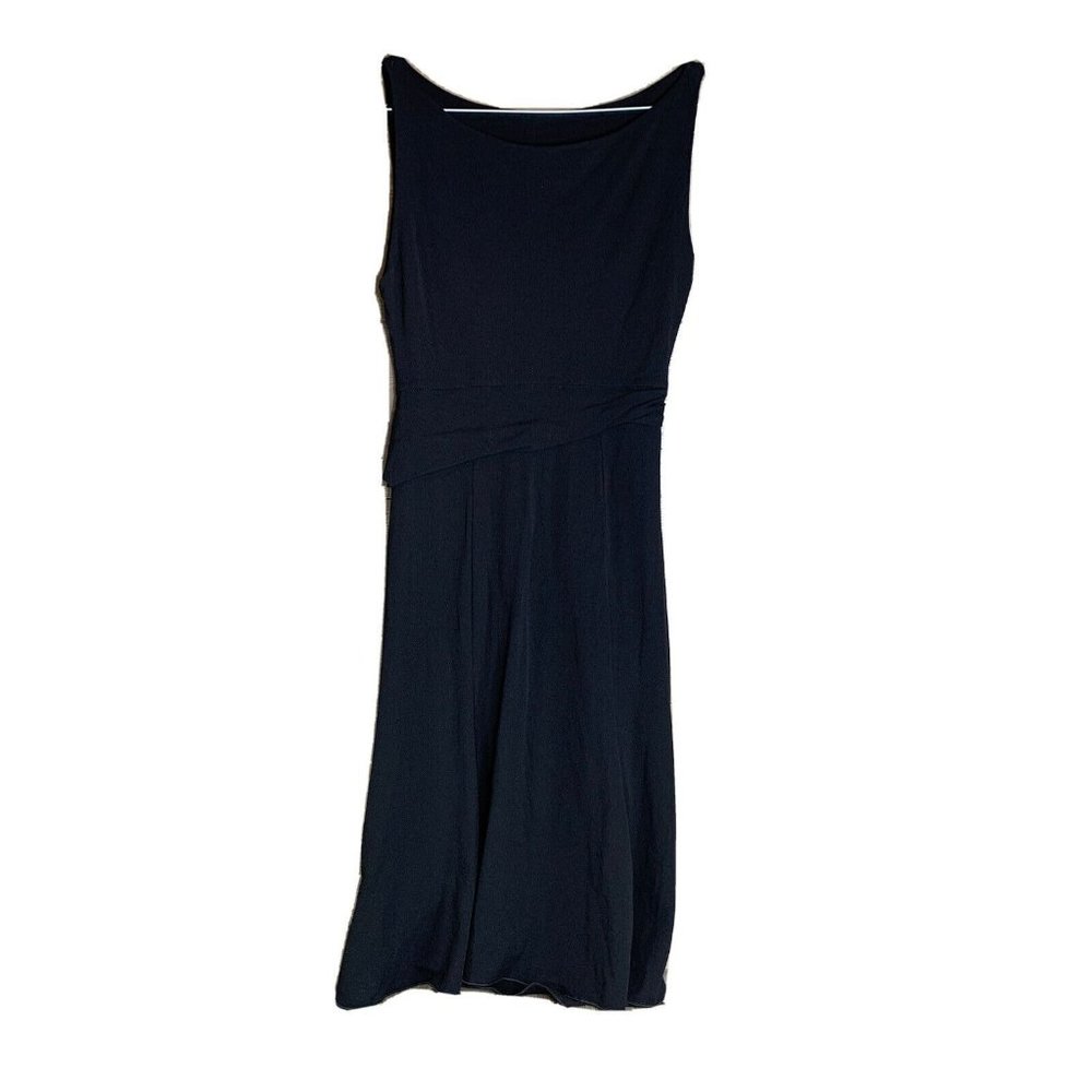 Giorgio Armani Dress Womans 6 Black Sleeveless One Side Waist Gather Swing Hem - Picture 1 of 11